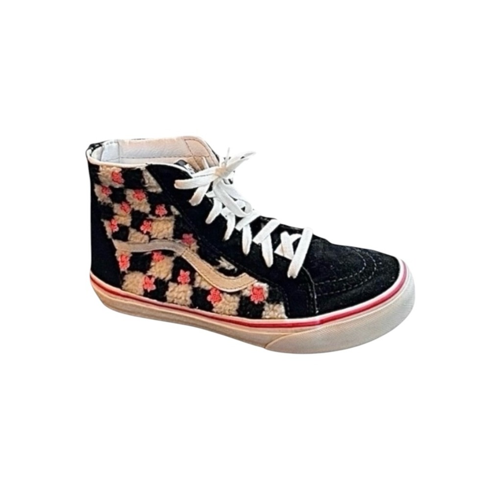 Vans Off The Wall Genuine Suede Checkerboard Pink White Black High Top Sneakers